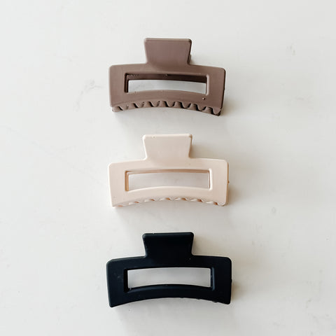 Neutral Modern Rectangle Hair Claw Clip, 2.5"