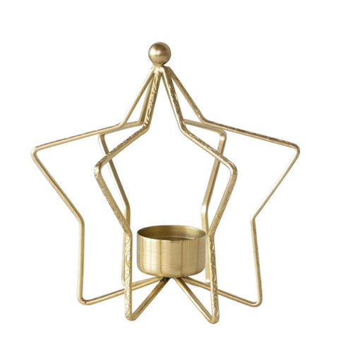 Metal Star Shaped Tea light Holder, Gold Finish - 2 sizes