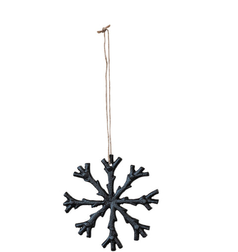 Cast Aluminum Snowflake Ornament, Black