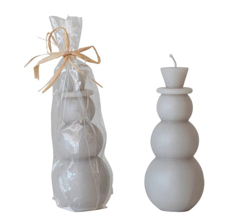 Unscented Snowman Shaped Candle, Grey