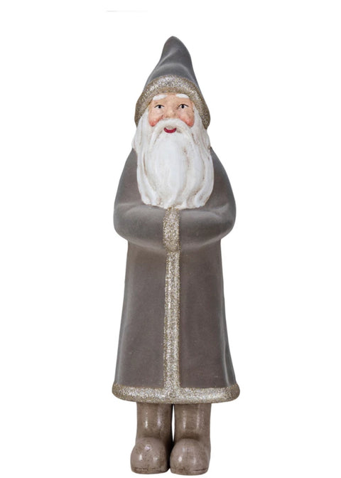 Flocked Santa MDF w/ Silver Glitter, Multi Color