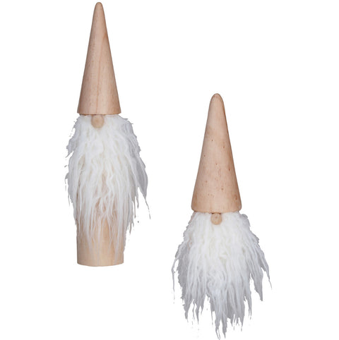 Wood & Faux Fur Gnome, Natural & White, 2 Styles