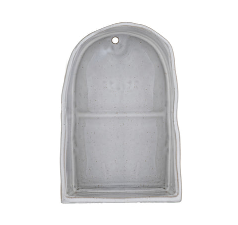 Stoneware Wall Shelf, Reactive Glaze, White (Each One Will Vary)