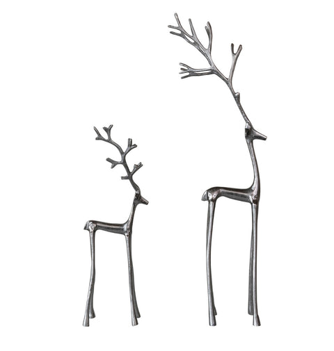 Cast Aluminum Reindeer, Gunmetal Finish - 2 sizes