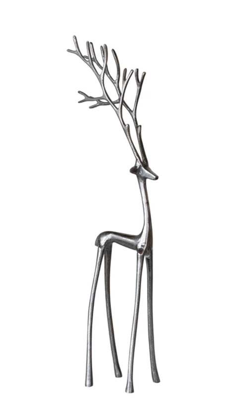 28-1/2” H Cast Aluminum Reindeer, Gunmetal Finish