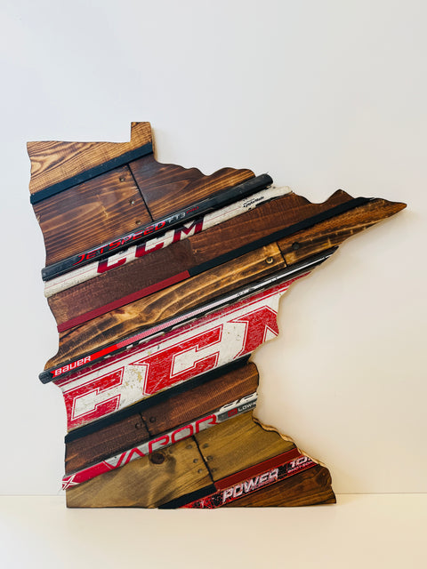 Minnesota State of Hockey Reclaimed Wall Art 23x25