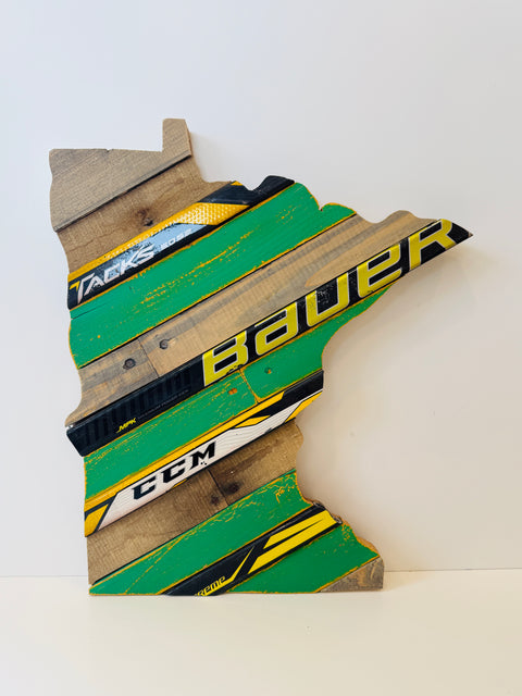 Minnesota State of Hockey Reclaimed Wall Art 16x18