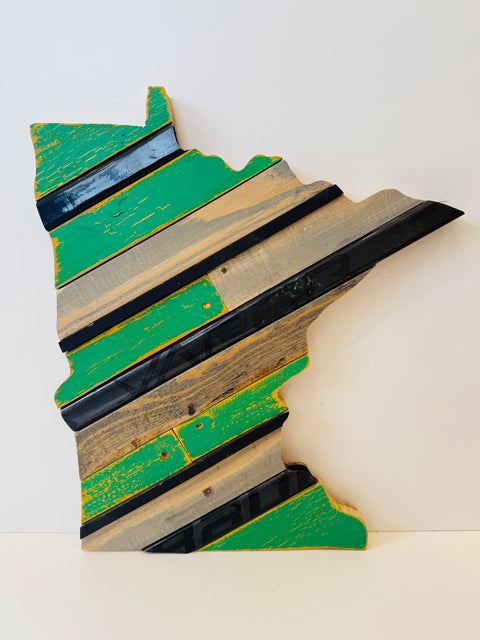 Minnesota State of Hockey Reclaimed Wall Art 16x18