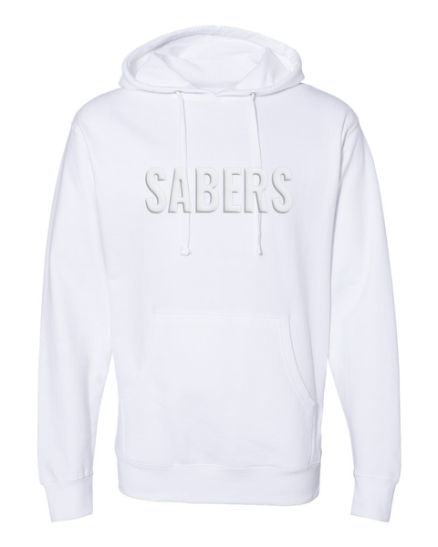 SABERS Puff-Printed White on White Hoodie, Unisex