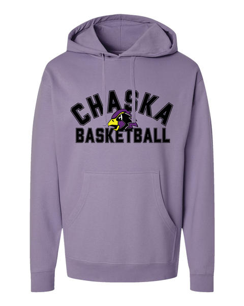 Chaska Hawks Basketball Varsity Text Hoodie, Purple