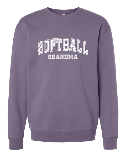 Softball Grandma or Grandpa Varsity Sweatshirt, Crewneck or Hoodie