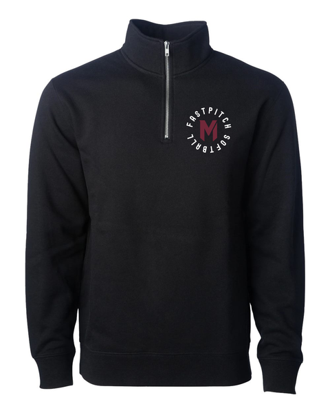 Mash Quarter-Zip Midweight Fleece Pullover, Unisex Black