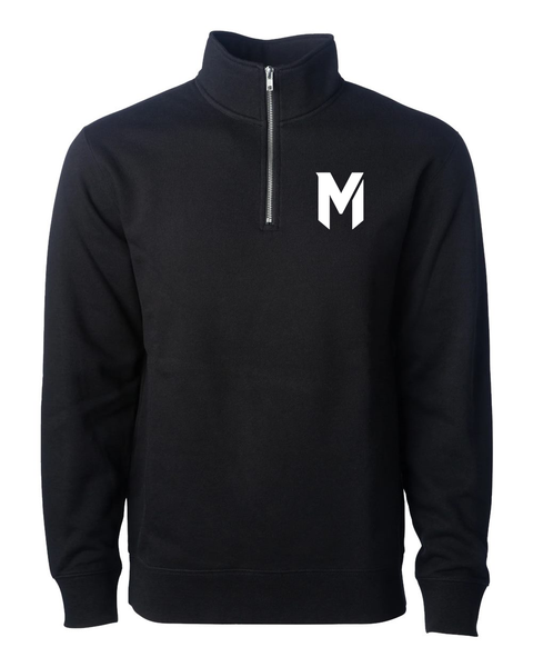 Mash Quarter-Zip Midweight Fleece Pullover, Unisex Black