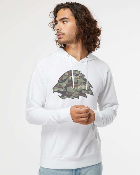 Chaska Hawks Green Camo Unisex Hoodie, Black or White