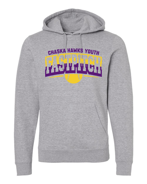 Chaska Hawks Youth Fastpitch Color-Block Adult Heather Gray Hoodie