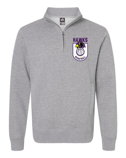 Chaska Hawks Basketball Unisex Quarter-Zip Pullover Sweatshirt, Gray