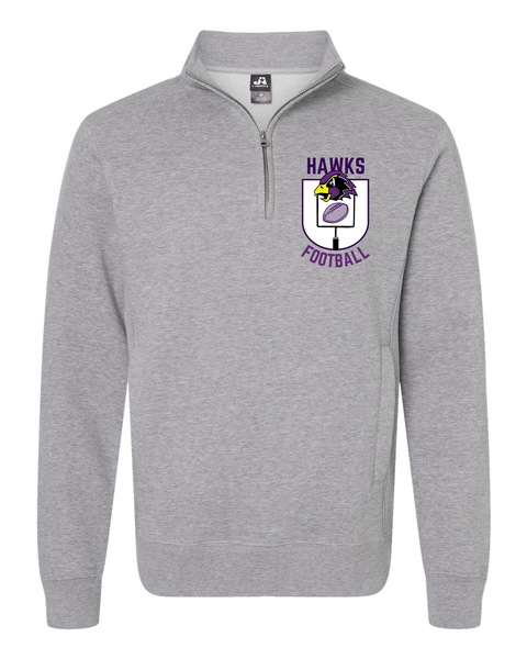 Chaska Hawks Football Unisex Quarter-Zip Pullover Sweatshirt, Gray