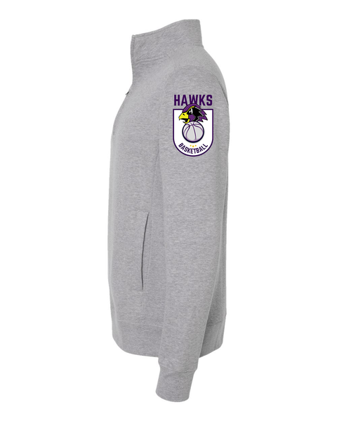 Chaska Hawks Basketball Unisex Quarter-Zip Pullover Sweatshirt, Gray