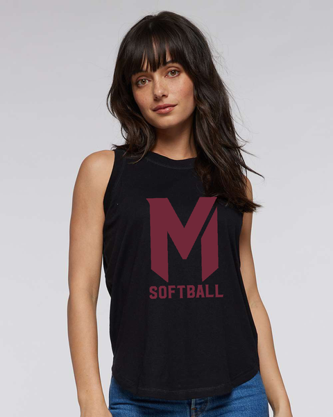 MASH Softball Maroon Logo - Women's Relaxed Fit Jersey Tank, White or Black