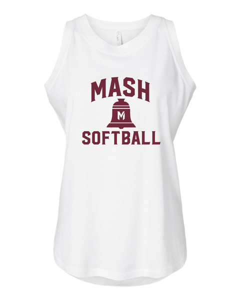 MASH Softball Bell Logo - Women's Relaxed Fit Jersey Tank, White