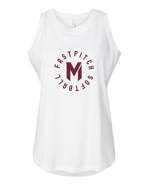 MASH Softball Circle Logo- Women's Relaxed Fit Jersey Tank, White