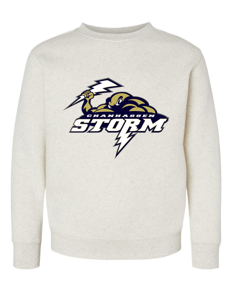 Chanhassen Storm Youth Crewneck Sweatshirt, Oatmeal or Navy