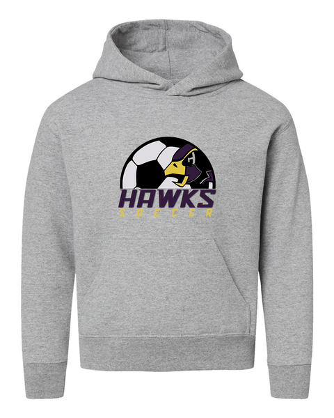 Chaska Hawks Soccer Logo Youth Heavyweight Hoodie, Grey