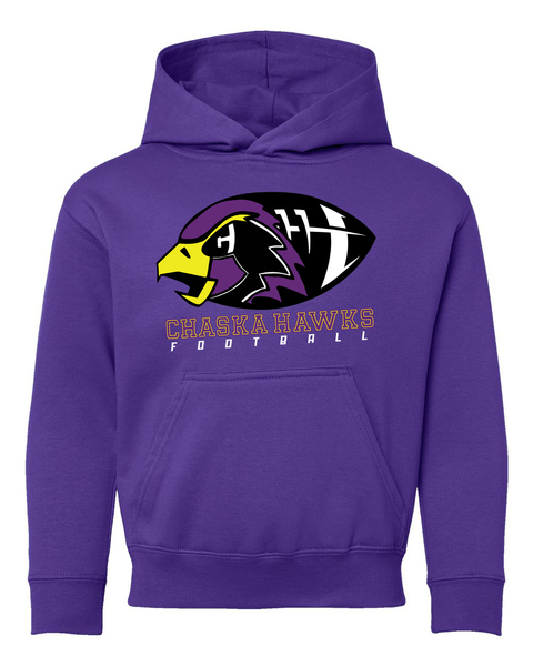 Chaska Hawks Football Purple Youth Heavyweight Hoodie