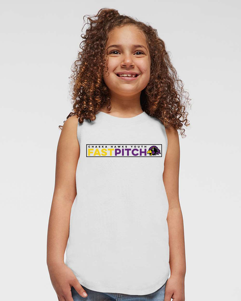 Chaska Hawks Fastpitch 100% Cotton Girl's Tank - White, Grey or Black