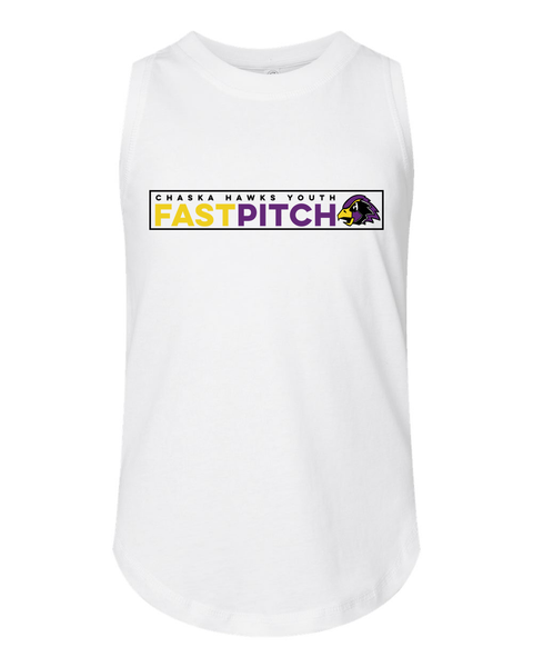 Chaska Hawks Fastpitch 100% Cotton Girl's Tank - White, Grey or Black