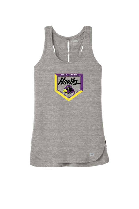 Chaska Hawks Softball - Home Plate Logo - Women's Perfect Fit Stay-Cool Tank, Grey