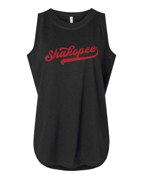 Shakopee Baseball Font Tank - Women's Relaxed Fit Jersey Tank