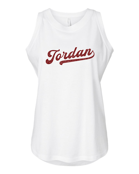 Jordan Baseball Font Tank - Women's Relaxed Fit Jersey Tank - Multiple Color Options