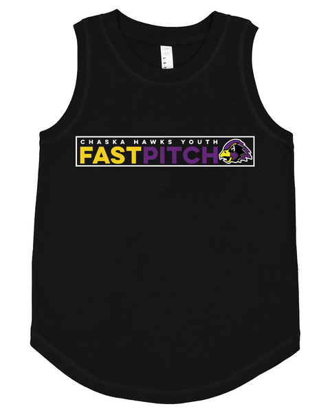 Chaska Hawks Fastpitch 100% Cotton Girl's Tank - White, Grey or Black