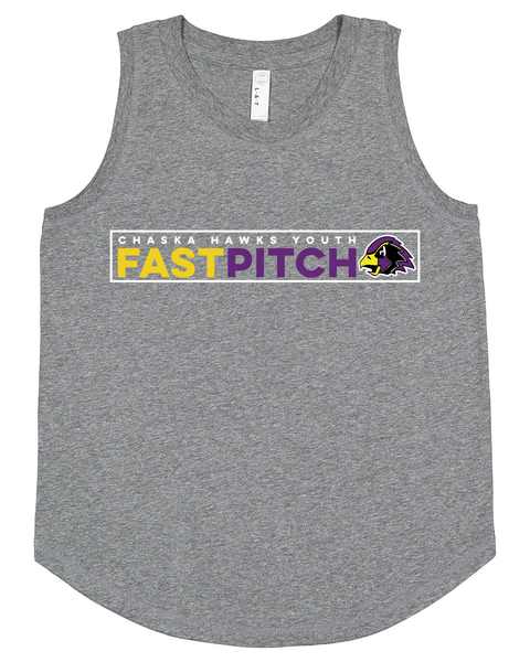 Chaska Hawks Fastpitch 100% Cotton Girl's Tank - White, Grey or Black