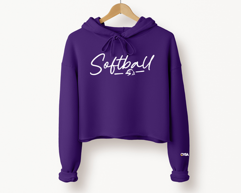 Chaska Hawks Softball Script Women's Cropped Hoodie