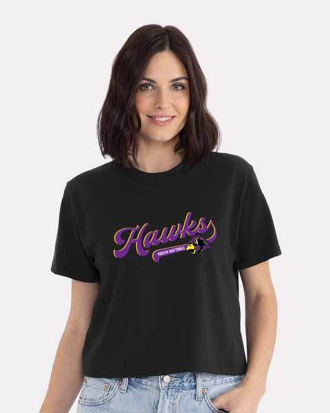 Chaska Hawks Youth Softball Script - Cropped Heavyweight Tee