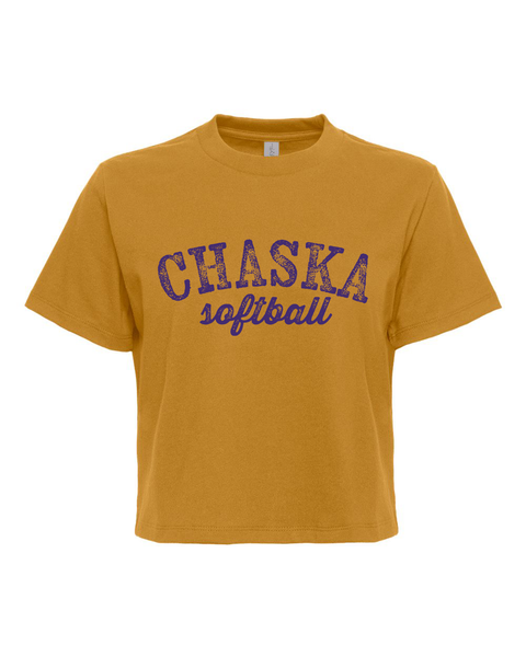 Chaska Softball Distressed - Cropped Heavyweight Tee