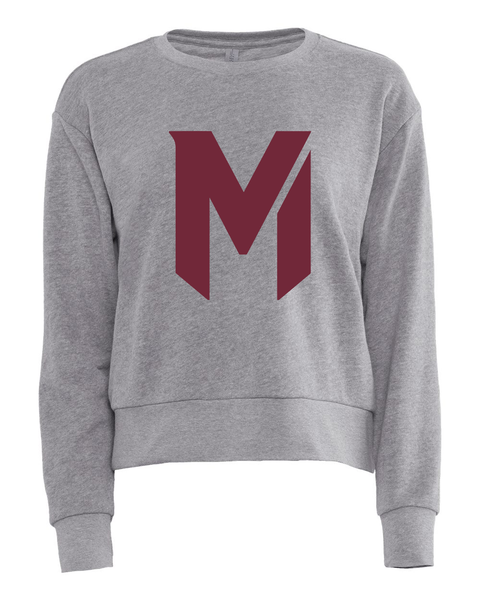 Mash Softball Logo Heather Gray Women's Fit Crewneck Sweatshirt