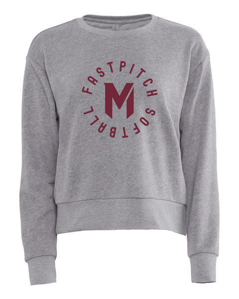 Mash Softball Heather Gray Women's Fit Crewneck Sweatshirt