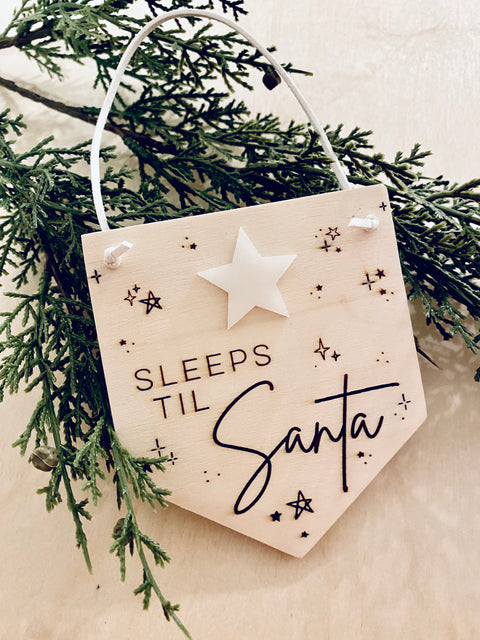 Sleeps Til Santa Christmas Countdown Ornament
