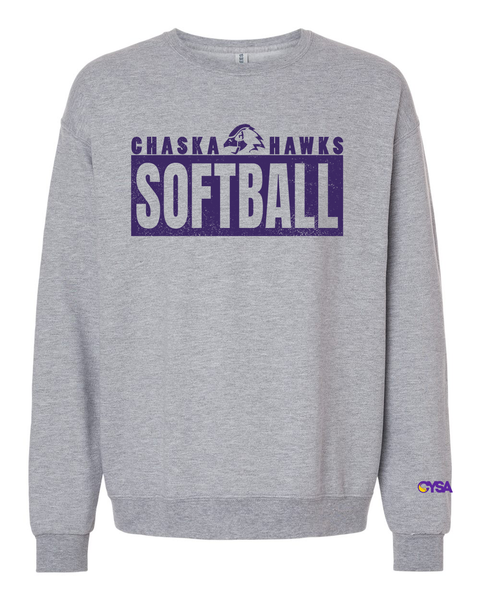 Chaska Hawks Softball Block Logo Ultimate Crewneck Sweatshirt - Youth & Adult