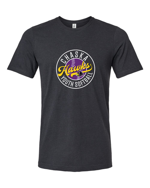 Chaska Hawks Youth Softball Circle Logo - Black Adult Ultra-Soft Tee