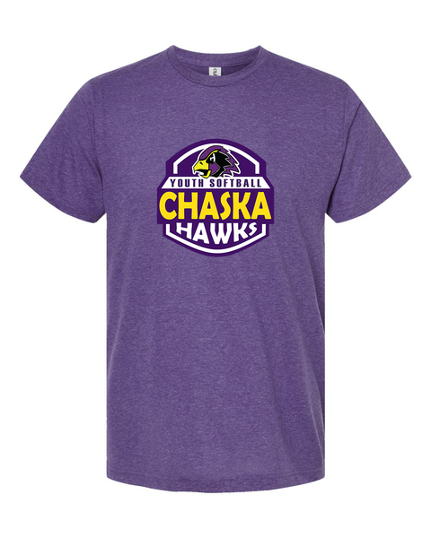 Chaska Hawks Youth Softball Badge Logo - Purple Adult Ultra-Soft Tee