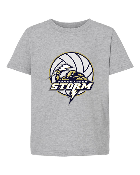 Chanhassen Storm Logo Youth Volleyball Grey Tee