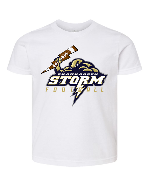 Chanhassen Storm Youth Football Bolt White Tee