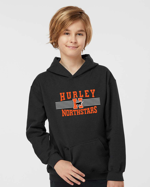 Hurley Northstars Youth Hoodie Vintage Arch Text Design, Black