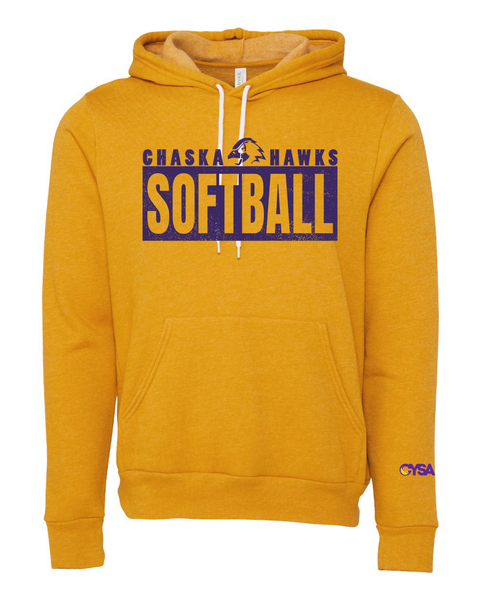 Chaska Hawks Softball Block Logo Gold Hoodie - Adult & Youth - Customizable