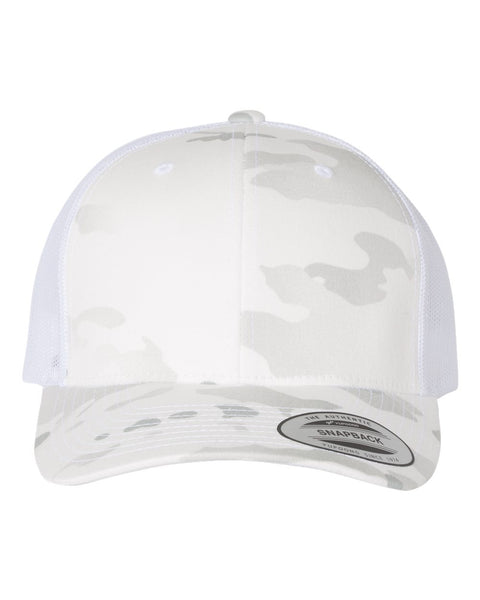 Alpine White Camo Modern Snapback Baseball Hat, Trucker Hat