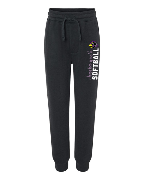 Chaska Softball Youth Joggers, Vertical Leg Print with Logo